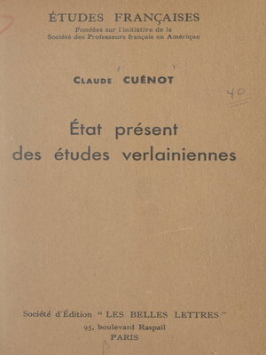 cover image of État présent des études verlainiennes